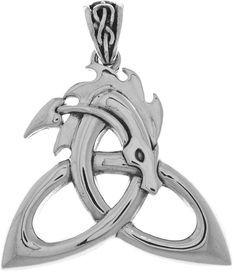 Jewelry Trends Celtic Dragon Trinity Knot Sterling Silver Pendant