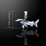 Jewelry Trends Sterling Silver Hammerhead Shark Pendant on 18 Inch Box Chain Necklace