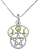 Jewelry Trends Sterling Silver Moon Goddess Pentacle Pendant with Amethyst on 18 Inch Box Chain Necklace
