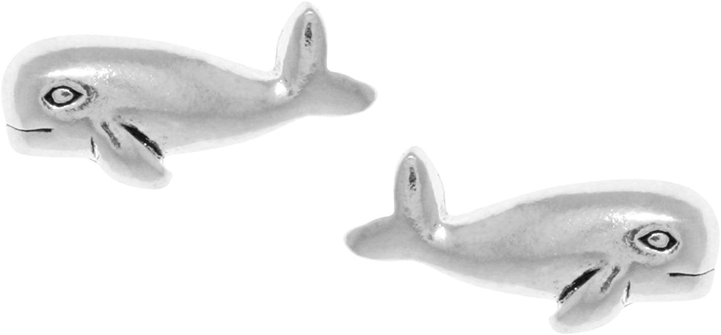 Jewelry Trends Petite Beluga Whale Sterling Silver Stud Earrings