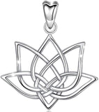Jewelry Trends Lotus Flower Celtic Knot Sterling Silver Pendant Necklace 18"