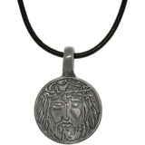 Jewelry Trends Pewter Unisex Jesus Image Pendant with 18 Inch Black Leather Cord Necklace