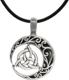 Jewelry Trends Trinity Crescent Celtic Knot Pewter Pendant Necklace 18" Leather Cord