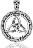 Jewelry Trends Celtic Trinity knot Round Sterling Silver Pendant Necklace 18"