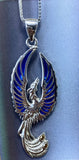 Jewelry Trends Flying Phoenix Fire Bird Sterling Silver Pendant Necklace 18" Paua Shell Wings