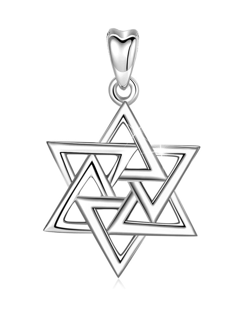 Jewelry Trends Star of David Triangle Symbol Sterling Silver Pendant Necklace 18"