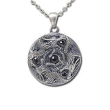 Dragon Necklace - Pewter Trinity Dragon Round Pendant on 23 Inch Chain Necklace
