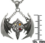 Jewelry Trends Pewter Dangling Dragon Winged Cross Pendant with a 24 Inch Chain Necklace