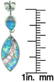 Opal Earrings - Sterling Silver Created Blue Opal and Clear Cubic Zirconia Marquis Designed Dangle Earrings