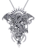 Jewelry Trends Sterling Silver Celtic Knotwork Fire Dragon Pendant on 18 Inch Box Chain Necklace