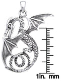 Jewelry Trends Sterling Silver Winged Sea Serpent Dragon Pendant on 18 Inch Box Chain Necklace