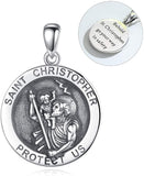 Jewelry Trends Saint Christopher Protection Pendant with Prayer Sterling Silver Pendant Necklace 18"