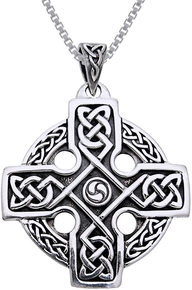 Jewelry Trends Celtic Trinity Knot Knights Templar Cross Sterling Silver Pendant Necklace 18"