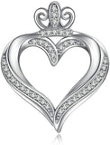 Jewelry Trends Crown Heart Pave CZ Sterling Silver Pendant Necklace 18"
