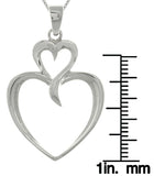 Sterling Silver Two Heart Pendant on 18 Inch Box Chain Necklace Valentine's Day Gift