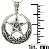 Jewelry Trends Sterling Silver Celtic Star and Moon Pendant with 18 Inch Box Chain Necklace