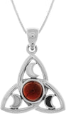 Jewelry Trends Sterling Silver Celtic Trinity Crescent Moon Pendant with Garnet on 18 Inch Box Chain Necklace