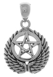 Jewelry Trends Sterling Silver Pentacle with Wings Pendant