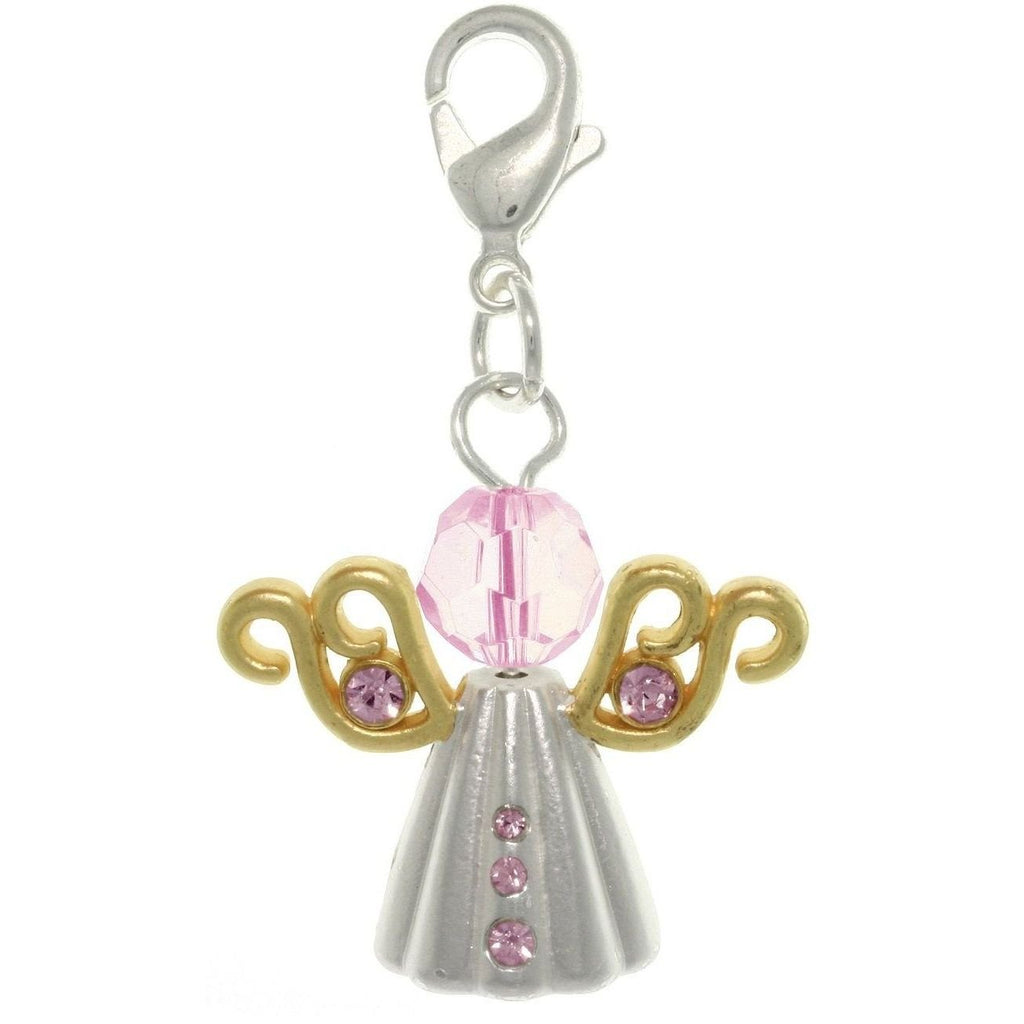 Jewelry Trends Pewter Alloy Pink Crystal Angel Charm
