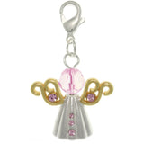 Jewelry Trends Pewter Alloy Pink Crystal Angel Charm