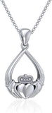 Jewelry Trends Celtic Claddagh Tear-drop Irish Sterling Silver Pendant Necklace 18"