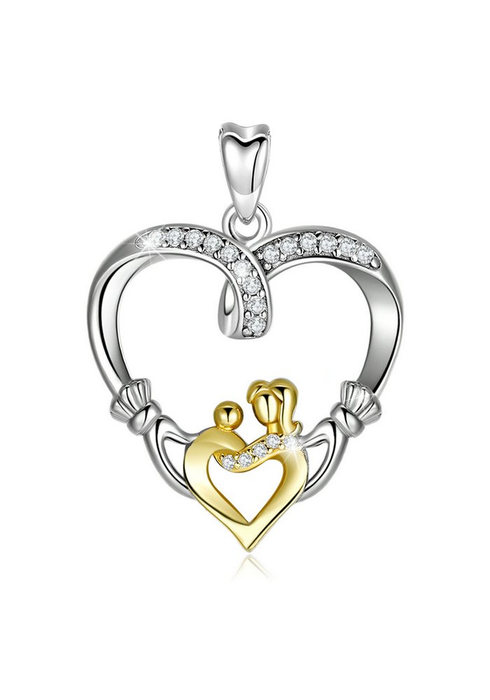 Jewelry Trends Claddagh Heart Celtic Irish Love CZ Sterling Silver Pendant Necklace 18"