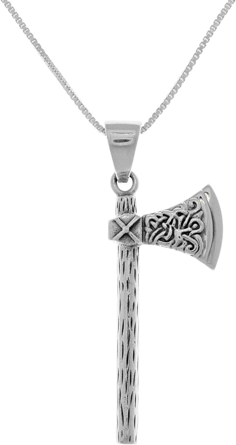 Jewelry Trends Viking Battle Axe Sterling Silver Pendant Necklace 18"
