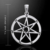 Jewelry Trends Sterling Silver Seven Point Fairy Star Heptagram Pendant on 18 Inch Box Chain Necklace