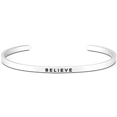 BELIEVE Bracelet - Stainless Steel BELIEVE Message Bangle Stacking Bracelet