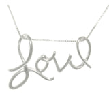 LOVE Necklace - Sterling Silver Love Word Message Pendant with 18 Inch Box Chain Necklace