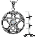 Jewelry Trends Sterling Silver Celtic Triple Crescent Moon and Star Pendant with Moonstone on 18 Inch Chain Necklace