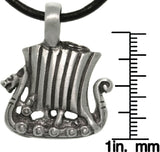 Jewelry Trends Pewter Viking Ship Pendant with 18 Inch Black Leather Cord Necklace