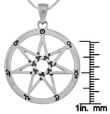 Jewelry Trends Sterling Silver Seven Point Fairy Star Heptagram Pendant on 18 Inch Box Chain Necklace