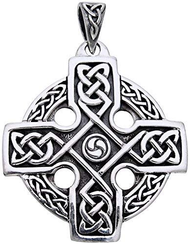 Silver Celtic Trinity Diamond Cross Pendant Necklace with Emerald Silver M | Factory Direct Jewelry