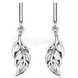 Leaf Dangle Earrings - Stainless Steel Bar with Oak Leaf Dangle Post Earrings