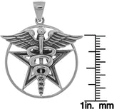 Jewelry Trends Caduceus Star Pentagram Pentacle Sterling Silver Pendant
