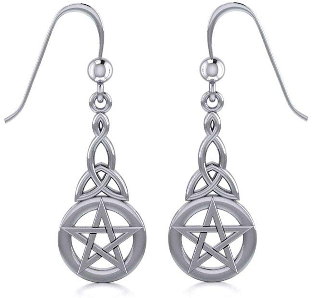 Jewelry Trends Pentacle Trinity Knot Celtic Sterling Silver Dangle Earrings
