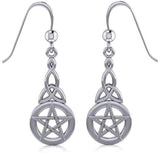 Jewelry Trends Pentacle Trinity Knot Celtic Sterling Silver Dangle Earrings