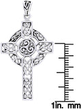Jewelry Trends Sterling Silver Celtic Trinity Triskele Cross Pendant on 18 Inch Box Chain Necklace