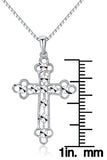 Jewelry Trends Sterling Silver Cross Pendant with Sparkling Disc Accents on 18 Inch Box Chain Necklace