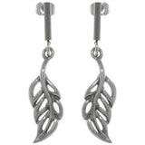 Leaf Dangle Earrings - Stainless Steel Bar with Oak Leaf Dangle Post Earrings