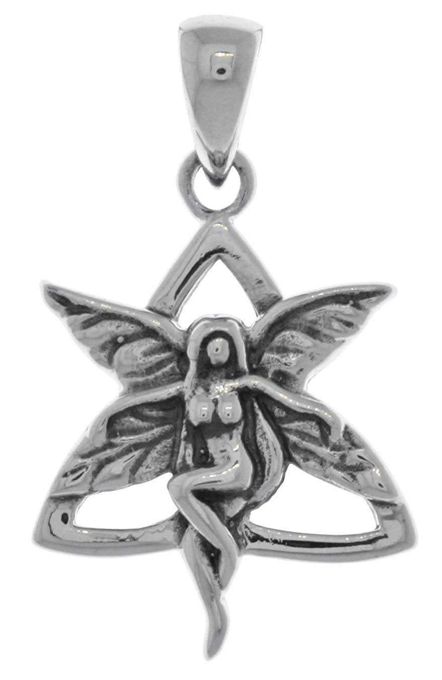 Jewelry Trends Sterling Silver Celtic Trinity Knot Fairy Pendant