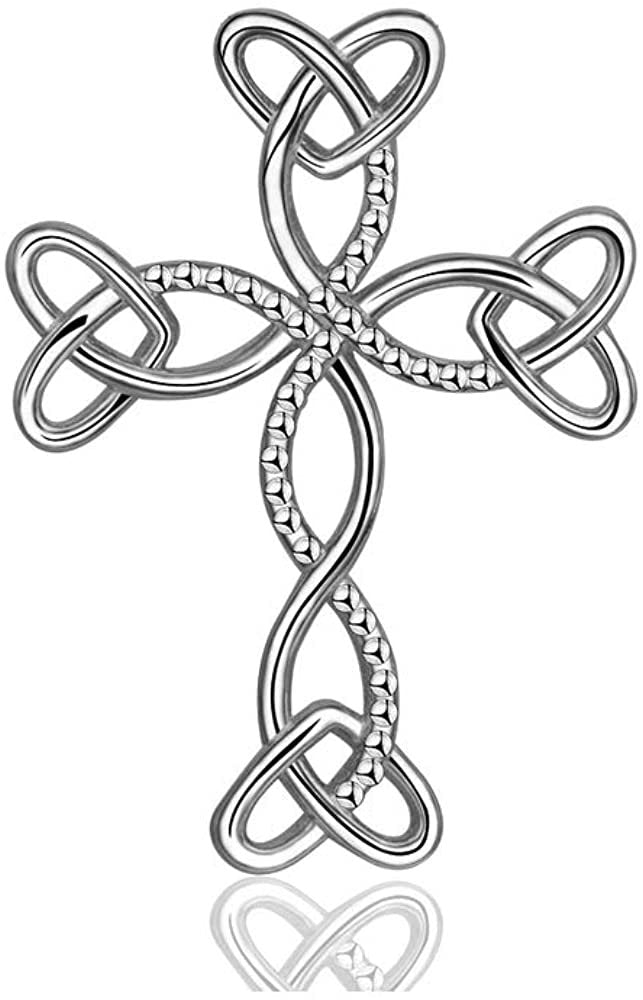 Jewelry Trends Celtic Holy Trinity Cross Sterling Silver Pendant Necklace 18"
