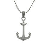 Anchor Necklace - Stainless Steel Anchor High Polish Pendant on 21 inch Steeel Ball Chain Necklace