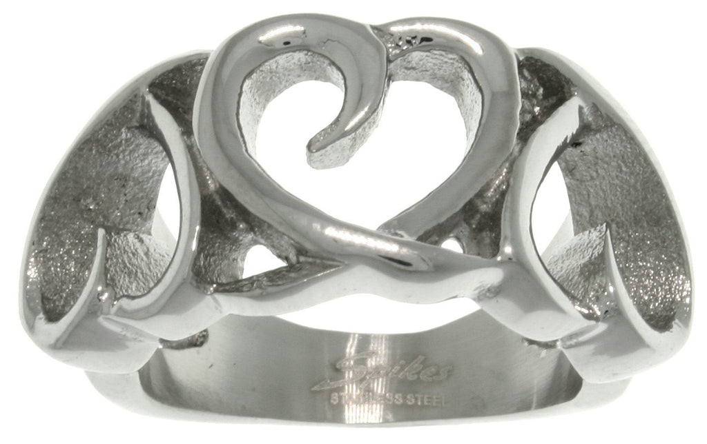 Heart Ring - Stainless Steel Triple Open Heart Band Ring Whole Sizes 5 - 8