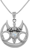 Jewelry Trends Sterling Silver Moon Goddess Pendant with Moonstone on 18 Inch Box Chain Necklace