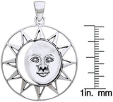 Jewelry Trends Sterling Silver Moon Sun Face Goddess Pendant on 18" Box Chain Necklace