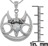 Jewelry Trends Sterling Silver Moon Goddess Pendant with Moonstone on 18 Inch Box Chain Necklace
