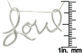 LOVE Necklace - Sterling Silver Love Word Message Pendant with 18 Inch Box Chain Necklace
