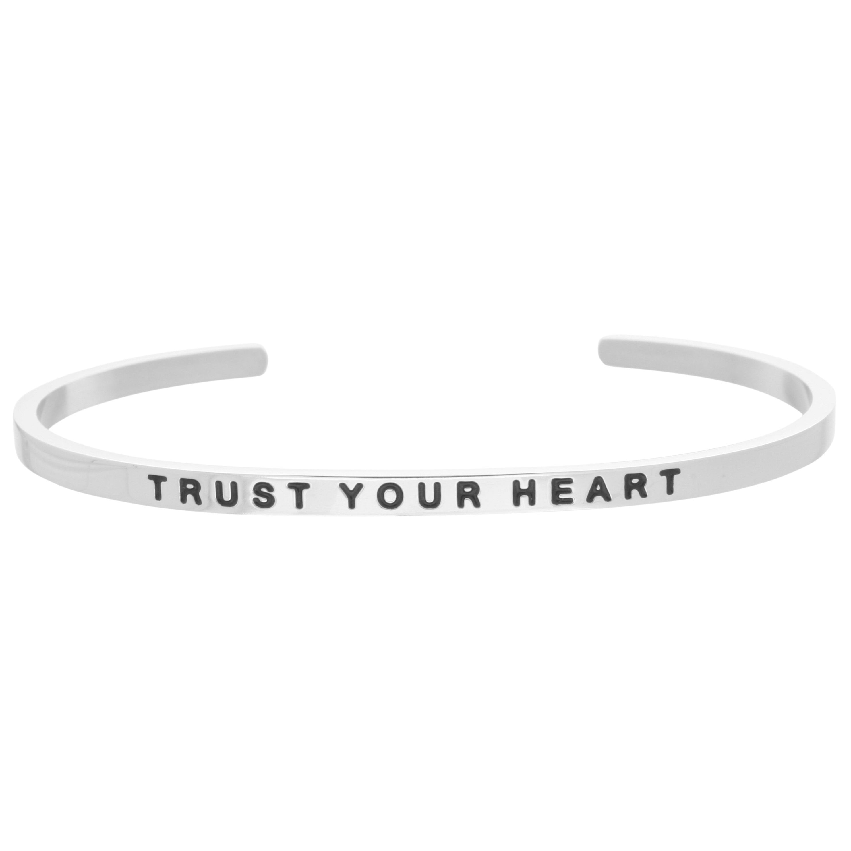 TRUST YOUR HEART Bracelet - Stainless Steel Trust Your Heart Message Bangle Stacking Bracelet